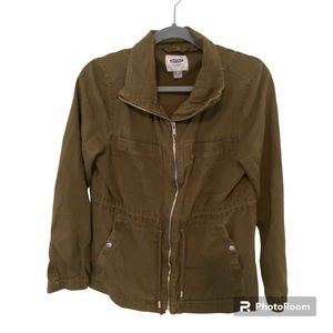Old Navy Olive Green Cotton Utility Jacket full zip medium